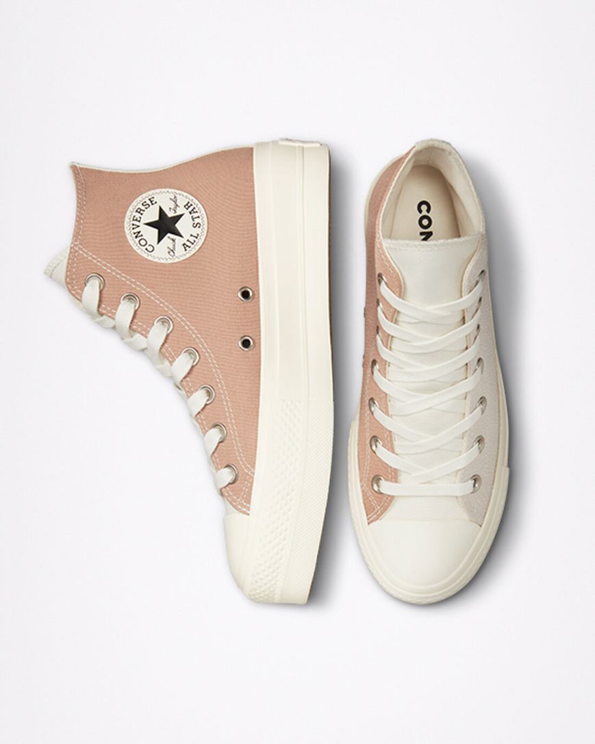 Women's Converse Chuck Taylor All Star Lift Tri-Panel High Top Platform Shoes Apricot / Grey | AU 06458R
